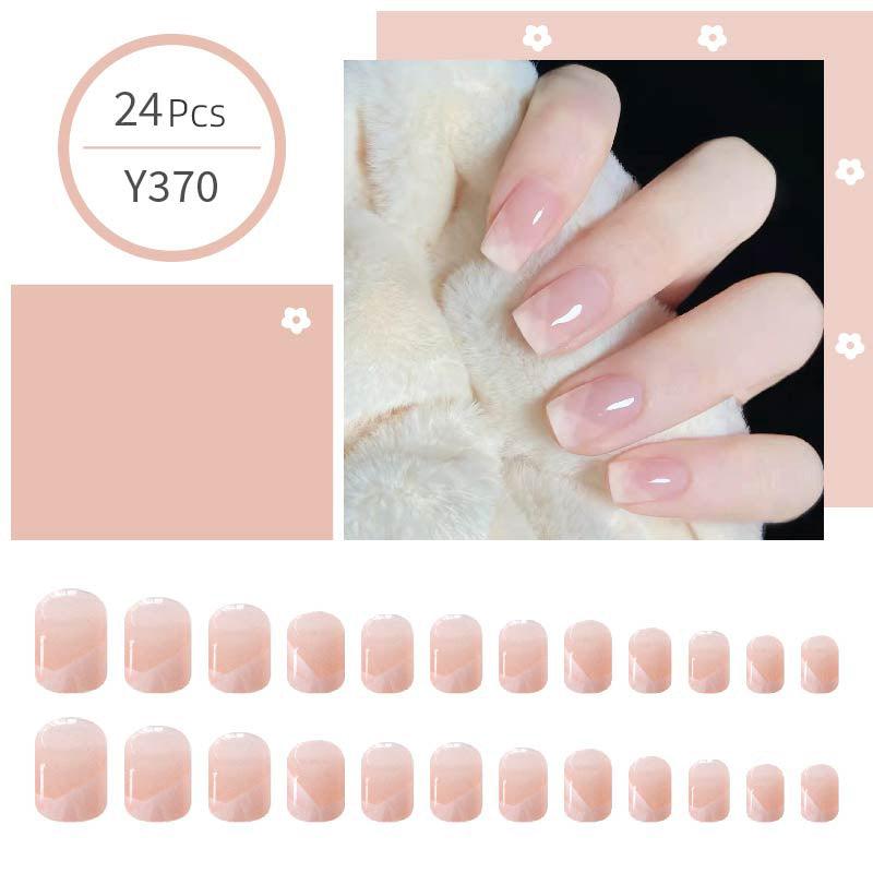 24 pcs Pink French Tip Press On Nails Short Acrylic False Nails