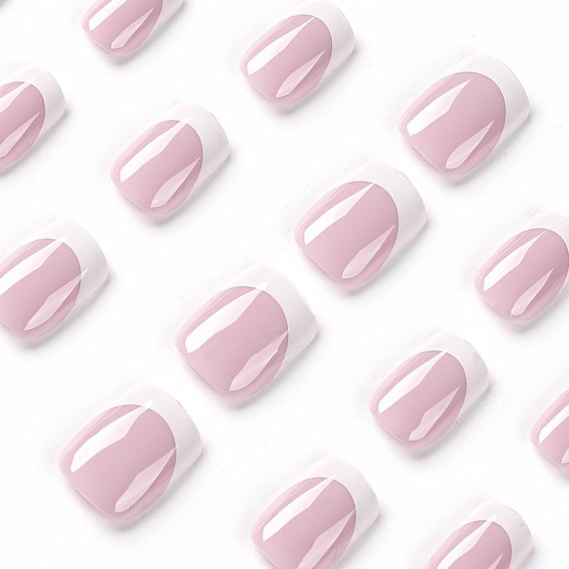Glossy Square Pink Press On Nails with Tip Long Lasting