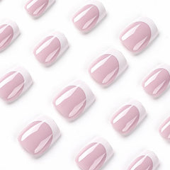 Glossy Square Pink Press On Nails with Tip Long Lasting