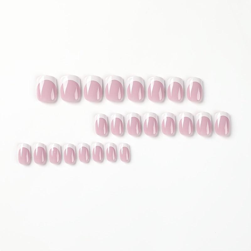 Glossy Square Pink Press On Nails with Tip Long Lasting
