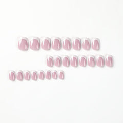 Glossy Square Pink Press On Nails with Tip Long Lasting
