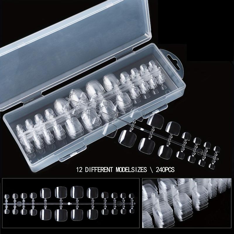 240pcs Clear Press On Toenails Soft Gel Full Cover Toe Nail Tips