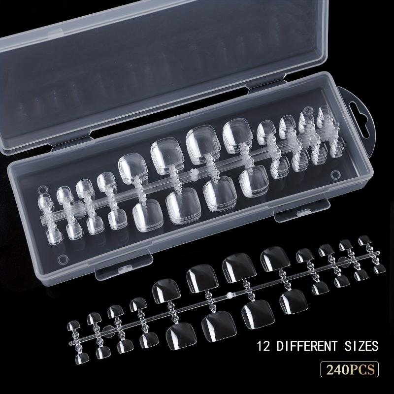 240pcs Clear Press On Toenails Soft Gel Full Cover Toe Nail Tips