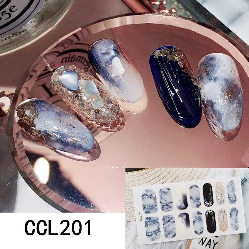 Holographic Y2K Nail Strips Full Wraps Self Adhesive Glossy DIY Nail Art Decals