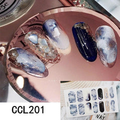 Holographic Y2K Nail Strips Full Wraps Self Adhesive Glossy DIY Nail Art Decals