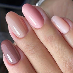 96 Pcs Oval Press On Nails Medium Size False Nails Nude Pink Series