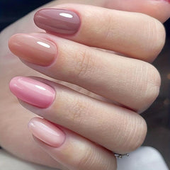 96 Pcs Oval Press On Nails Medium Size False Nails Nude Pink Series