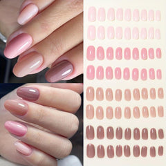 96 Pcs Oval Press On Nails Medium Size False Nails Nude Pink Series