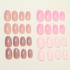 96 Pcs Oval Press On Nails Medium Size False Nails Nude Pink Series
