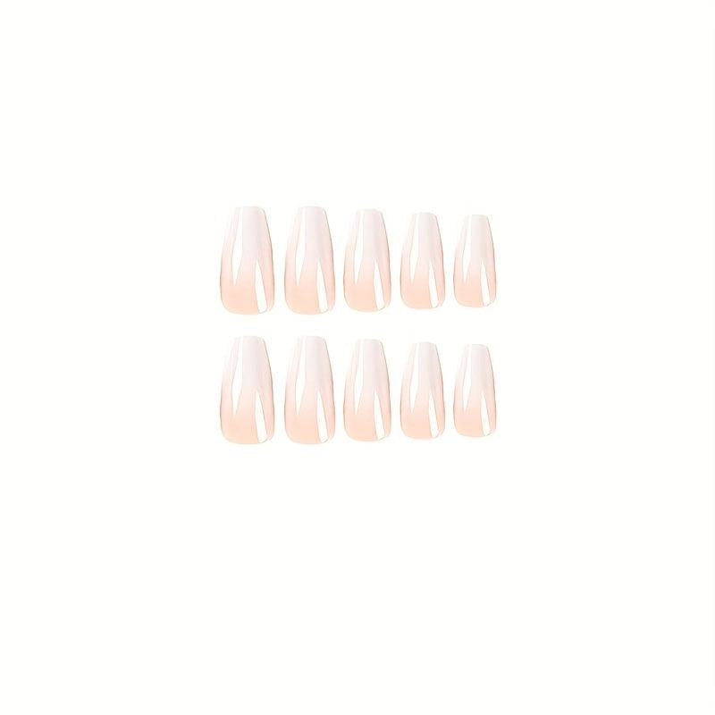 24pcs Nude Gradient Press On Nails Glossy Full Cover Long Ballerina False Nails