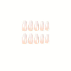 24pcs Nude Gradient Press On Nails Glossy Full Cover Long Ballerina False Nails