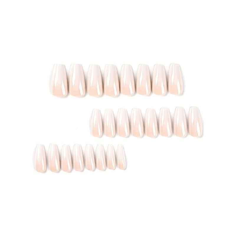 24pcs Nude Gradient Press On Nails Glossy Full Cover Long Ballerina False Nails