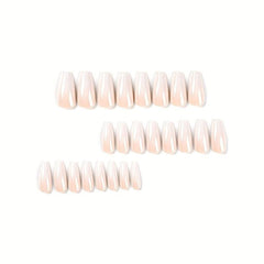 24pcs Nude Gradient Press On Nails Glossy Full Cover Long Ballerina False Nails