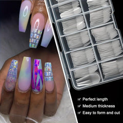 120pcs Soft Gel Nail Tips Matte Clear Acrylic Medium Ballerina Shape