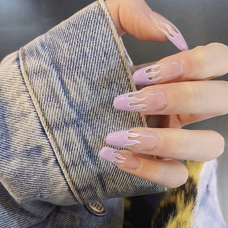 24 Pcs Flame Nail Patch Jelly Pink Purple Decals