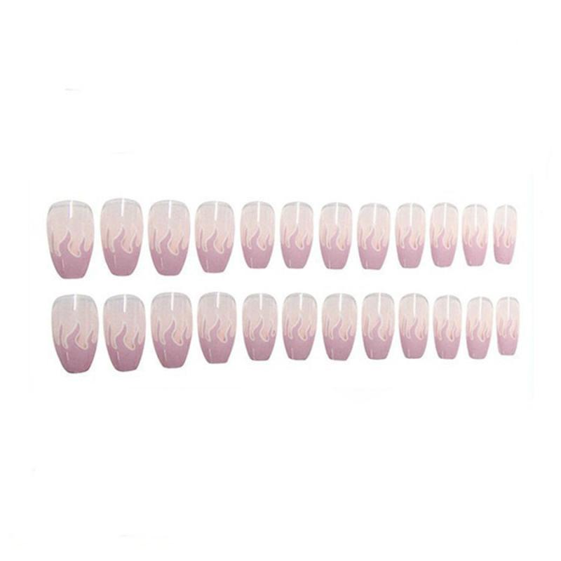 24 Pcs Flame Nail Patch Jelly Pink Purple Decals