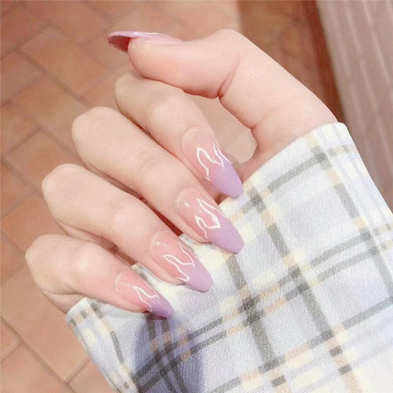 24 Pcs Flame Nail Patch Jelly Pink Purple Decals