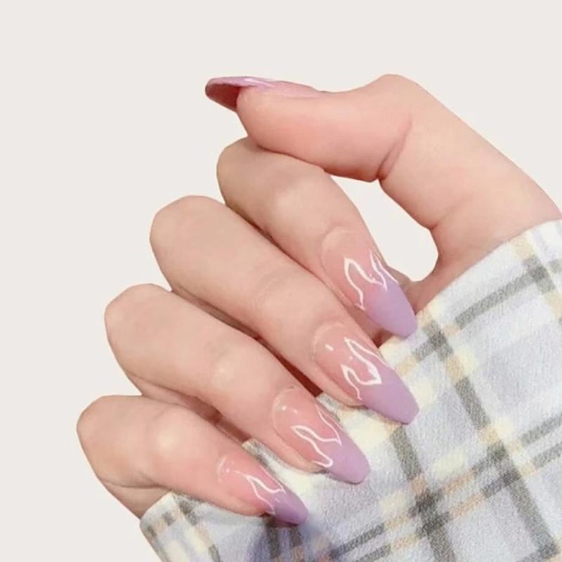 24 Pcs Flame Nail Patch Jelly Pink Purple Decals