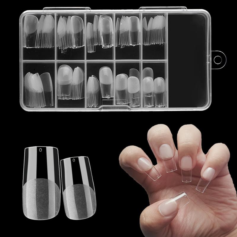 120pcs Matte Clear Soft Gel Nail Tips Medium Square False Nail Tips