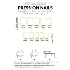 24 pcs Cloud Almond Shape Press On Nails Stick On False Nails for Women