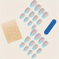 24 pcs Cloud Almond Shape Press On Nails Stick On False Nails for Women