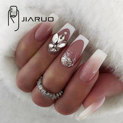 Y2K JIARUO 24pcs Press On Nail False Nails Half Moon Edge Nail Enhancement