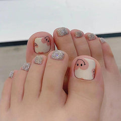 Glitter Smiling Toenail Sticker - Removable Toenail Patches