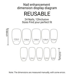 24 pcs Short Acrylic Stick On Nails with Adhesive Tape for Women and Girls