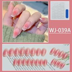 24 pcs Short Acrylic Stick On Nails with Adhesive Tape for Women and Girls