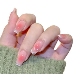 24 pcs Short Acrylic Stick On Nails with Adhesive Tape for Women and Girls