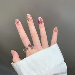 24 pcs Butterfly Nail Patch with Jelly Glue and Polishing Strip