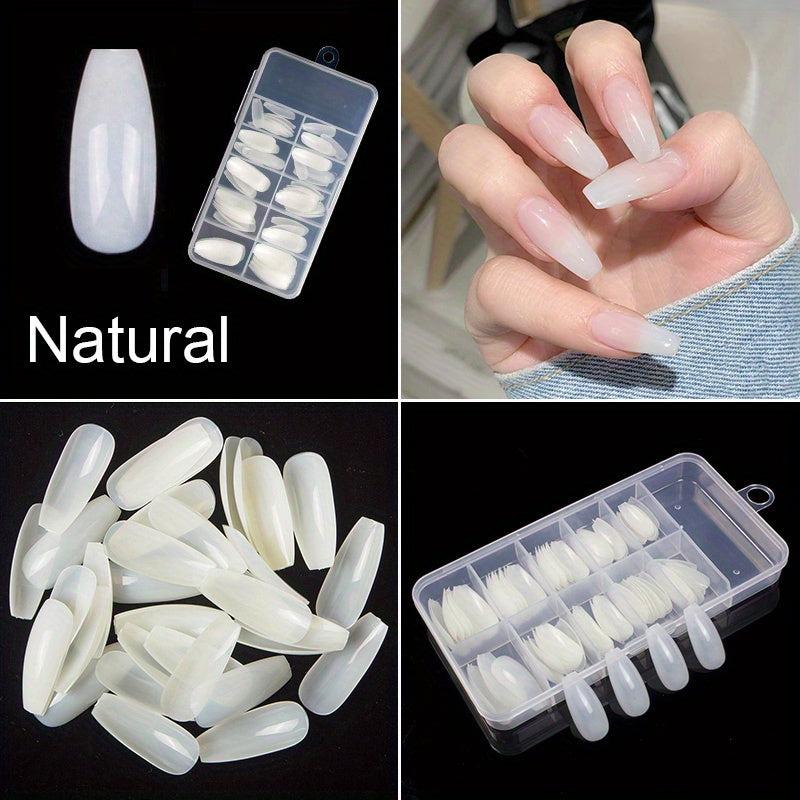 100 pcs Clear Ballet Nail Tips Long Coffin Press On Nails
