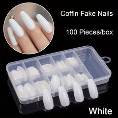 100 pcs Clear Ballet Nail Tips Long Coffin Press On Nails