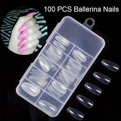 100 pcs Clear Ballet Nail Tips Long Coffin Press On Nails