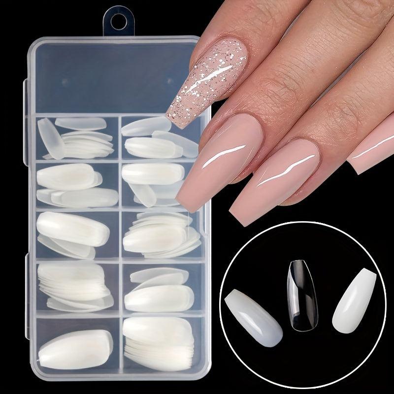 100 pcs Clear Ballet Nail Tips Long Coffin Press On Nails