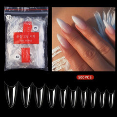 500pcs Soft Gel Nail Tips Natural Clear Acrylic Nail Tips Medium Stiletto Shaped
