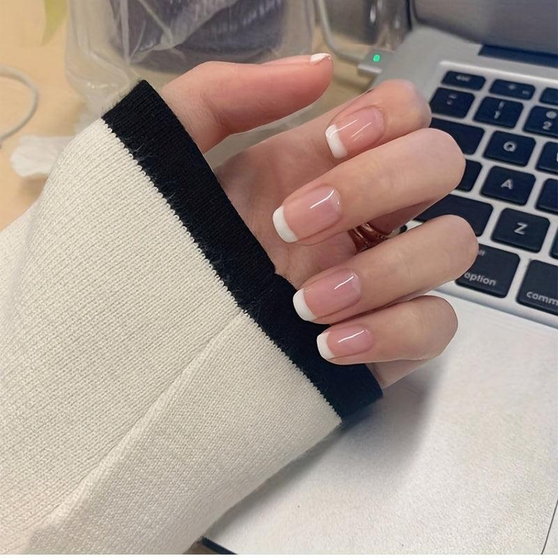 96pcs Mixed Nude/Pink French Tip Press On Nails Set w/ Adhesive Tabs & Nail File