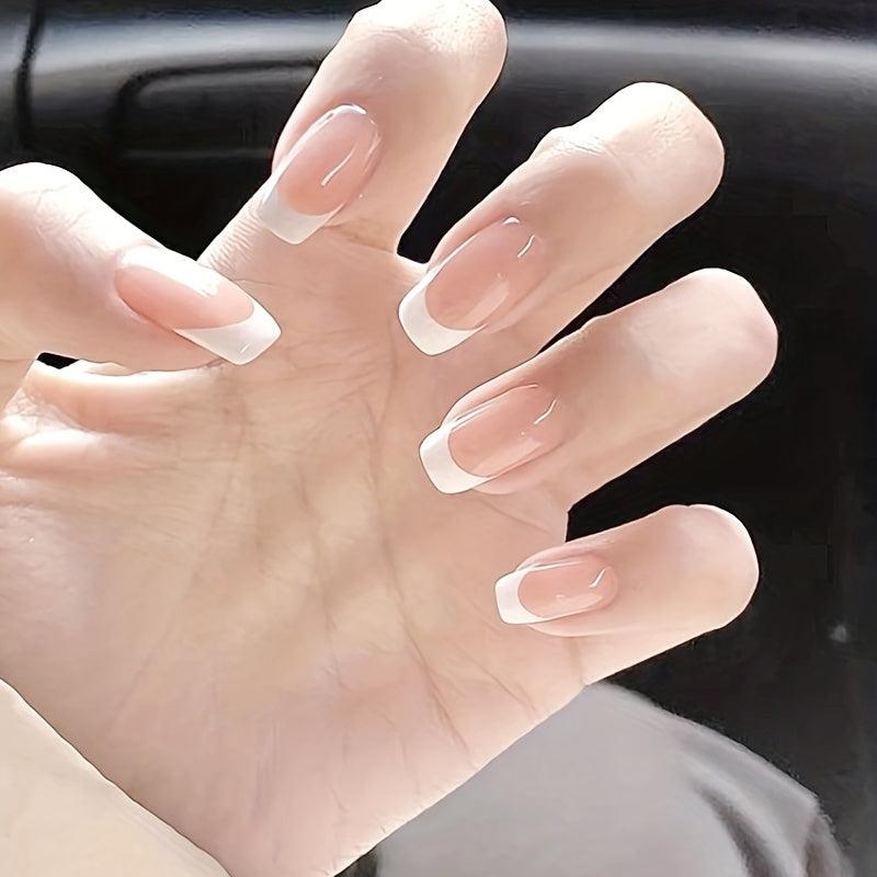 96pcs Mixed Nude/Pink French Tip Press On Nails Set w/ Adhesive Tabs & Nail File