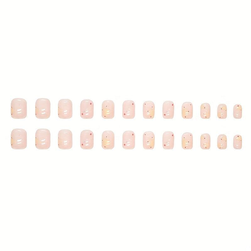 24 pcs Sparkling Stars Press On Nails Yellow Pink Colorful Acrylic Nails Set