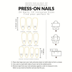 24pcs Pisces Press On Nails with Rhinestones Extra Long Stiletto False Nails