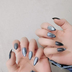 24pcs Glitter Cat Eye Press On Nails Full Coverage Gradient