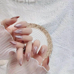 24pcs Glitter Cat Eye Press On Nails Full Coverage Gradient
