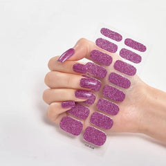 16pcs Glitter Nail Wraps Solid Polish Stickers