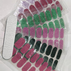 16pcs Glitter Nail Wraps Solid Polish Stickers