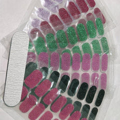 16pcs Glitter Nail Wraps Solid Polish Stickers