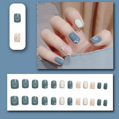 24 pcs Square French Tip Press On Nails Full Cover Artificial Nails