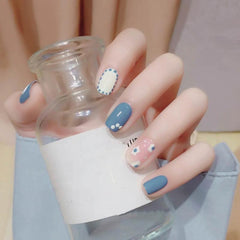 24 pcs Square French Tip Press On Nails Full Cover Artificial Nails