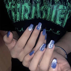 24 pcs Y2K Bling Press On Nails with Glue Stickers for Women