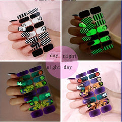 Glow In The Dark Nail Wraps 16pcs Luminous Nail Decals Adhesive Nail Stickers
