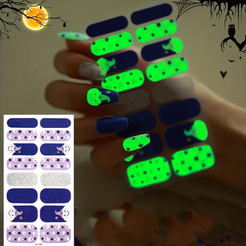 Glow In The Dark Nail Wraps 16pcs Luminous Nail Decals Adhesive Nail Stickers